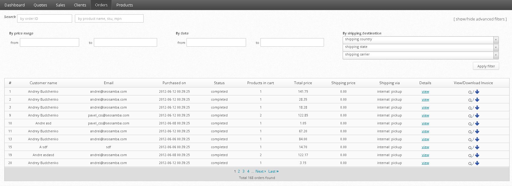 Shopping Cart Order Management